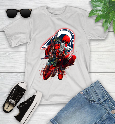 NFL Deadpool Marvel Comics Sports Football Los Angeles Rams Youth T-Shirt