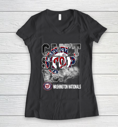 MLB Washington Nationals Baseball Can't Stop Vs Nationals Women's V-Neck T-Shirt 6