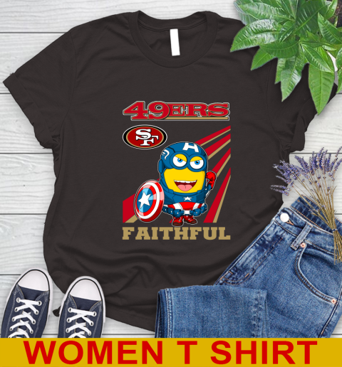 NFL Football San Francisco 49ers Captain America Marvel Avengers Minion Faithful Shirt Women's T-Shirt 9