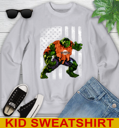 San Francisco Giants Hulk Marvel Avengers MLB Baseball American Flag Youth Sweatshirt 3