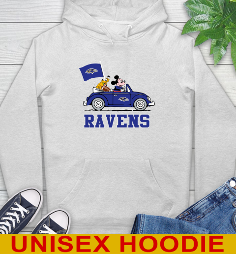 NFL Football Baltimore Ravens Pluto Mickey Driving Disney Shirt Hoodie