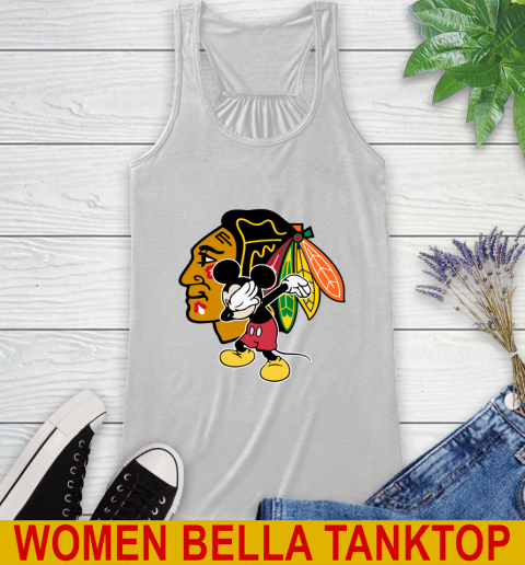 Chicago Blackhawks NHL Hockey Dabbing Mickey Disney Sports Racerback Tank