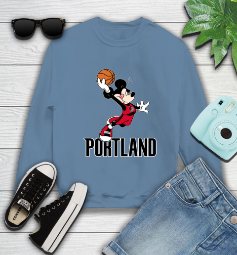 NBA Basketball Portland Trail Blazers Cheerful Mickey Mouse Shirt Sweatshirt 8