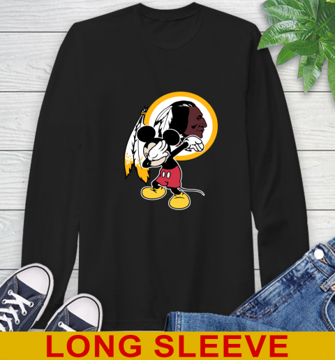 Washington Redskins NFL Football Dabbing Mickey Disney Sports Long Sleeve T-Shirt 2