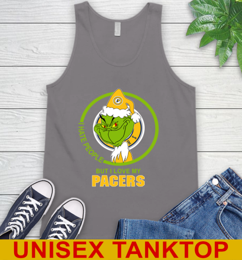 Indiana Pacers NBA Christmas Grinch I Hate People But I Love My Favorite Basketball Team Tank Top 7