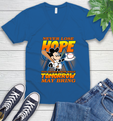 Miami Marlins MLB Baseball Mickey Disney Never Lose Hope V-Neck T-Shirt 5