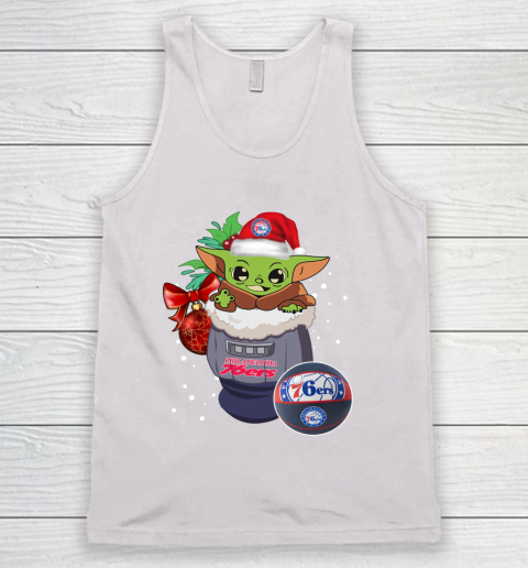 Philadelphia 76ers Christmas Baby Yoda Star Wars Funny Happy NBA Tank Top 2