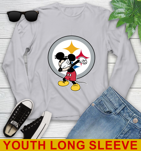 Pittsburgh Steelers NFL Football Dabbing Mickey Disney Sports Youth Long Sleeve 6