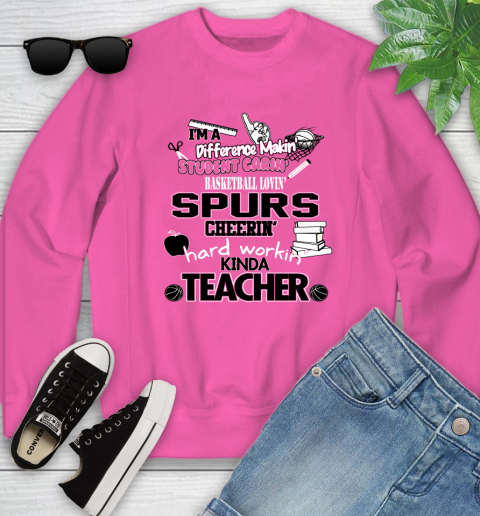 San Antonio Spurs NBA I'm A Difference Making Student Caring Basketball Loving Kinda Teacher Youth Sweatshirt 6