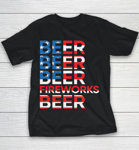 Beer Lover Funny Shirt Beer Fireworks 4th Of July Youth T-Shirt
