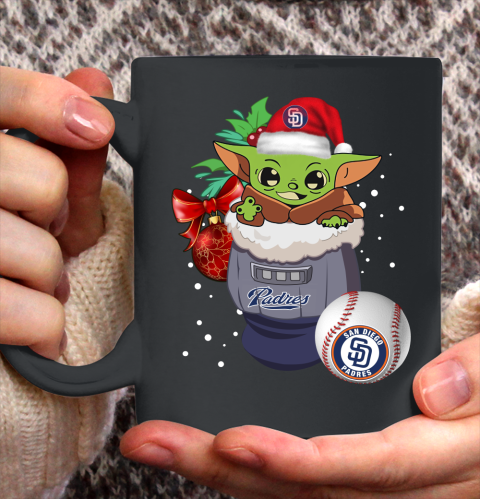 San Diego Padres Christmas Baby Yoda Star Wars Funny Happy MLB Ceramic Mug 11oz 3