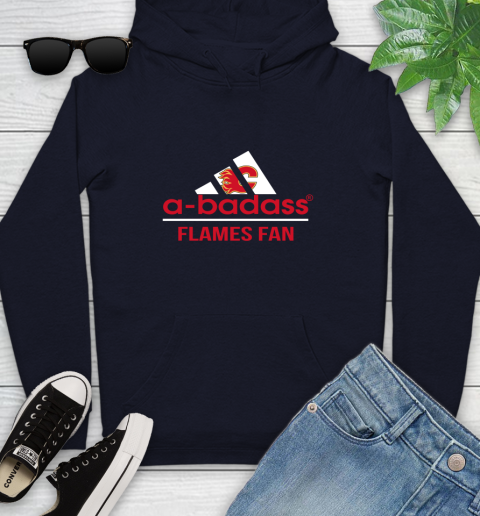 NHL A Badass Calgary Flames Fan Adidas Hockey Sports Youth Hoodie 3