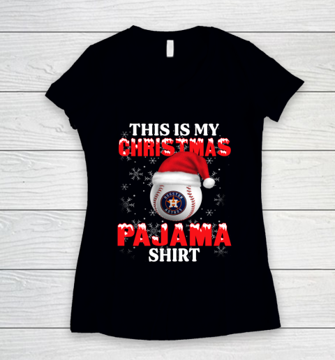 Houston Astros This Is My Christmas Pajama Shirt MLB Women's V-Neck T-Shirt