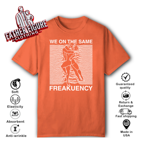 q5fp we on the same freakuency joy division classic t shirt 2 front orange