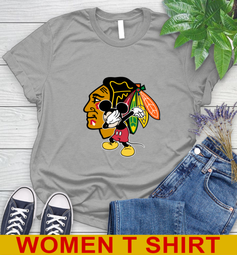 Chicago Blackhawks NHL Hockey Dabbing Mickey Disney Sports Women's T-Shirt 11