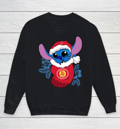 Houston Rockets Christmas Stitch In The Sock Funny Disney NBA Youth Sweatshirt