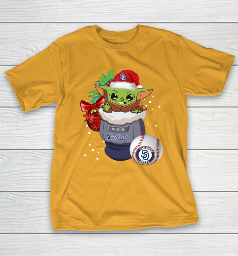 San Diego Padres Christmas Baby Yoda Star Wars Funny Happy MLB T-Shirt 4