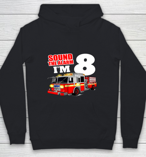 Kids Fire Truck 8th Birthday T Shirt Boy Firefighter 8 Years Old Youth Hoodie