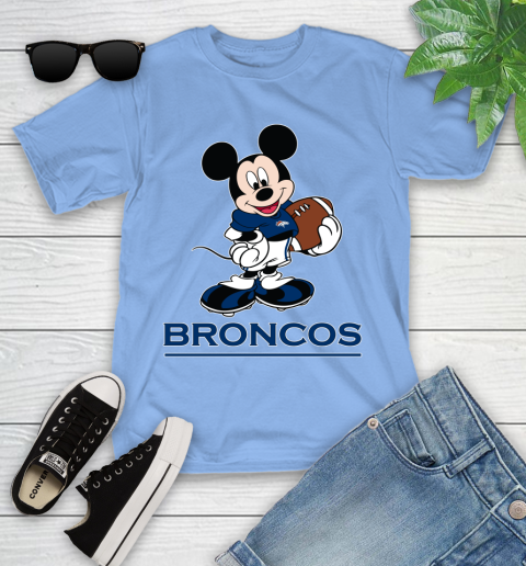 NFL Football Denver Broncos Cheerful Mickey Mouse Shirt Youth T-Shirt 11