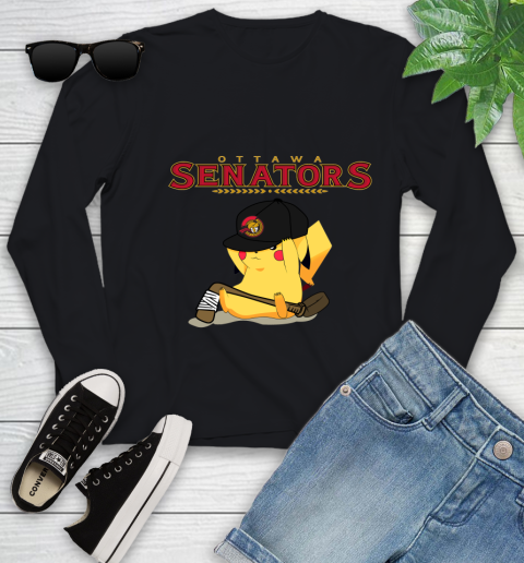 NHL Pikachu Hockey Sports Ottawa Senators Youth Long Sleeve 2