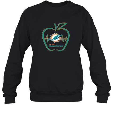 Apple Heartbeat Teacher Symbol Miami Dolphins Sweatshirt