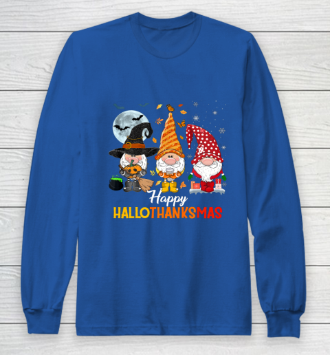 Gnomes Halloween And Merry Christmas Happy Hallothanksmas Long Sleeve T-Shirt 6