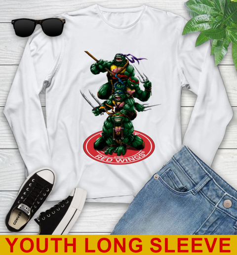 NHL Hockey Detroit Red Wings Teenage Mutant Ninja Turtles Shirt Youth Long Sleeve
