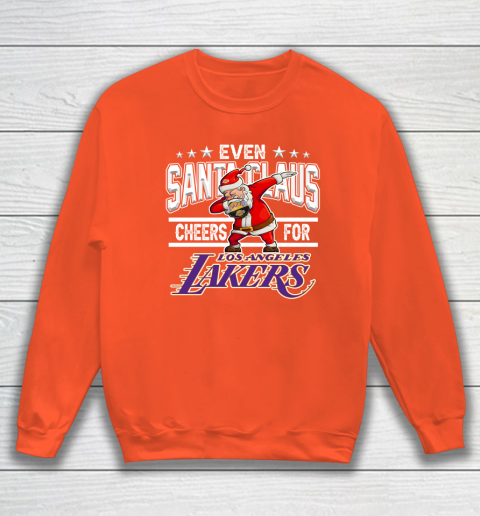 Los Angeles Lakers Even Santa Claus Cheers For Christmas NBA Sweatshirt 3