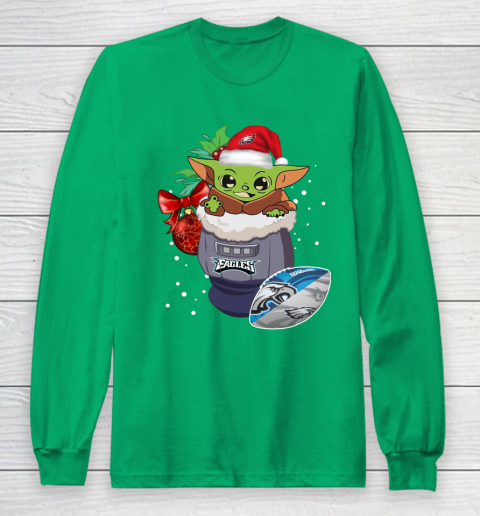 Philadelphia Eagles Christmas Baby Yoda Star Wars Funny Happy NFL Long Sleeve T-Shirt 7