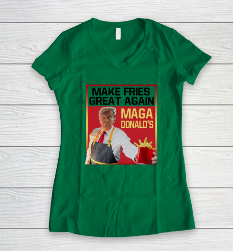 MAGAdonald's Make French Fries Great Again Donald Trump Women's V-Neck T-Shirt 3