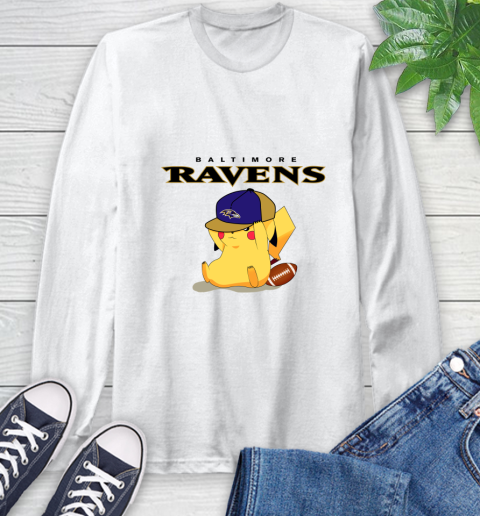 NFL Pikachu Football Sports Baltimore Ravens Long Sleeve T-Shirt