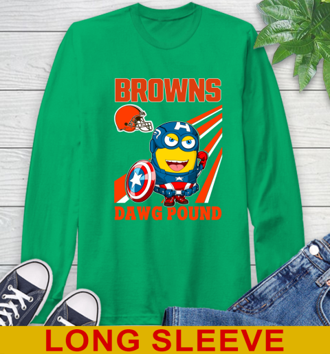 NFL Football Cleveland Browns Captain America Marvel Avengers Minion Shirt Long Sleeve T-Shirt 8
