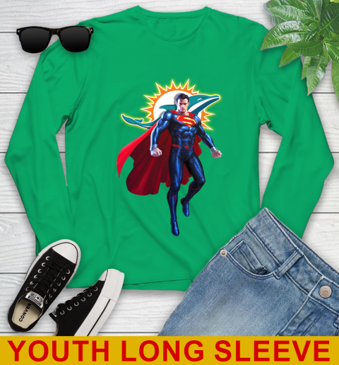 NFL Superman DC Sports Football Miami Dolphins Youth Long Sleeve 7