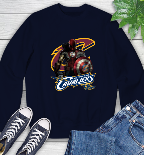 Cleveland Cavaliers NBA Basketball Captain America Thor Spider Man Hawkeye Avengers Sweatshirt 3