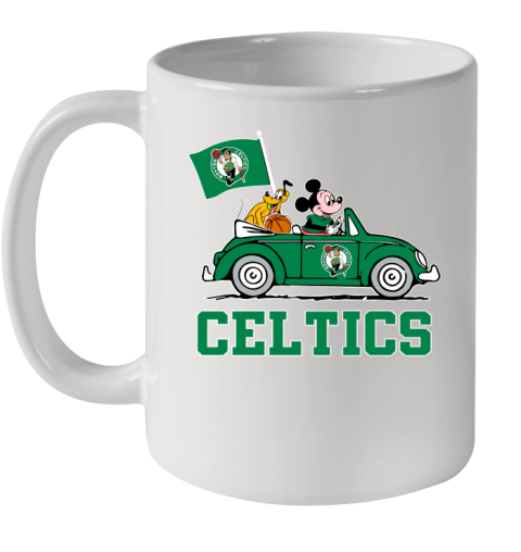 NBA Basketball Boston Celtics Pluto Mickey Driving Disney Shirt Ceramic Mug 11oz