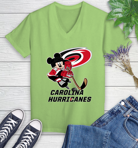NHL Carolina Hurricanes Mickey Mouse Disney Hockey T Shirt Women's V-Neck T-Shirt 11