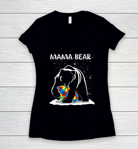 Mama Bear Autism Women's V-Neck T-Shirt