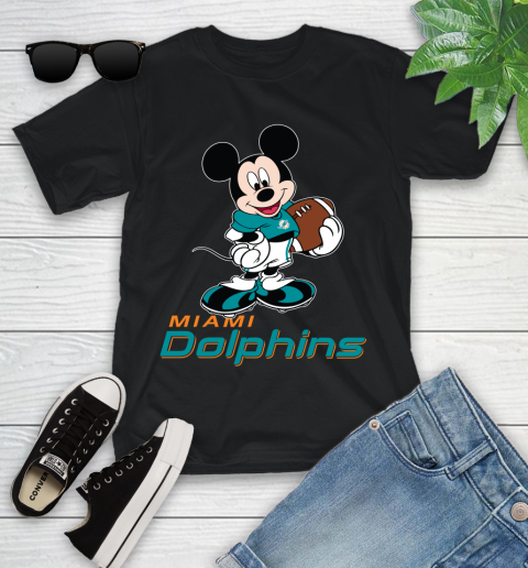 NFL Football Miami Dolphins Cheerful Mickey Mouse Shirt Youth T-Shirt