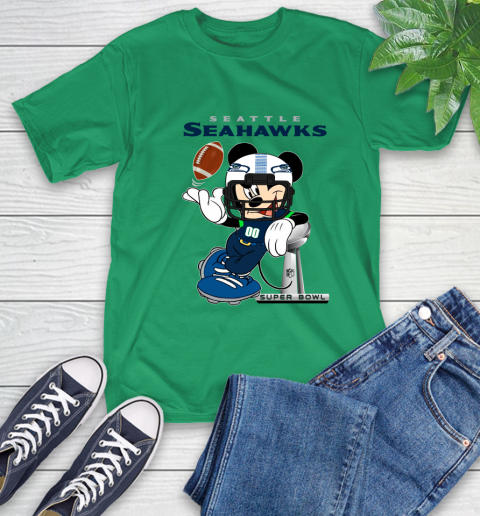 NFL Seattle Seahawks Mickey Mouse Disney Super Bowl Football T Shirt T-Shirt 7