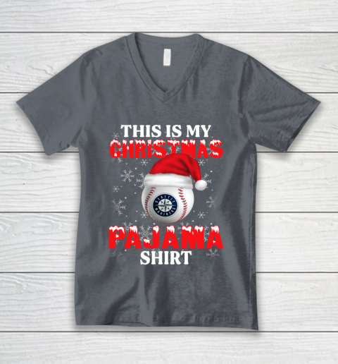 Seattle Mariners This Is My Christmas Pajama Shirt MLB V-Neck T-Shirt 4