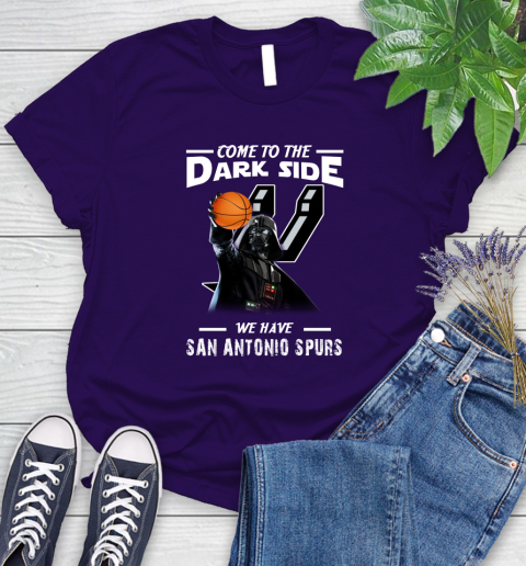 NBA Come To The Dark Side We Have San Antonio Spurs Star Wars Darth Vader Basketball Women's T-Shirt 4