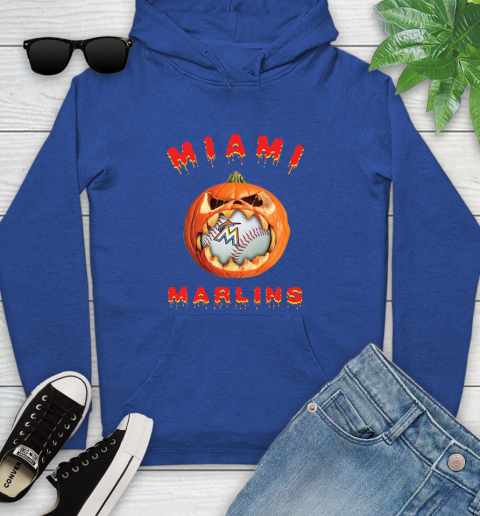 MLB Miami Marlins Halloween Pumpkin Baseball Sports Youth Hoodie 9