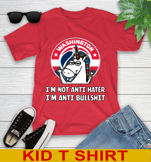Washington Wizards NBA Basketball Unicorn I'm Not Anti Hater I'm Anti Bullshit Youth T-Shirt 10