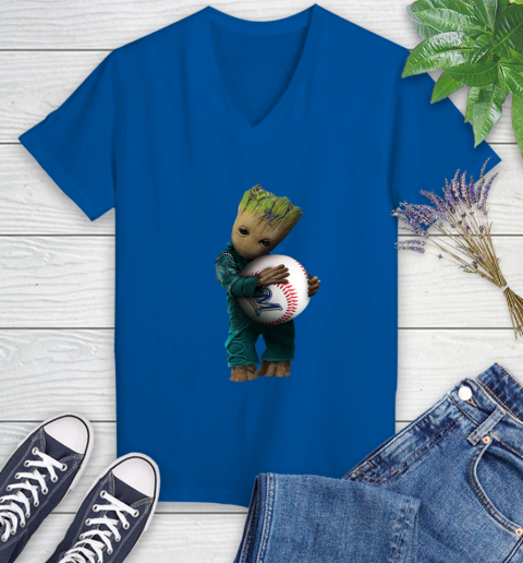 MLB Groot Guardians Of The Galaxy Baseball Sports Milwaukee Brewers Women's V-Neck T-Shirt 10