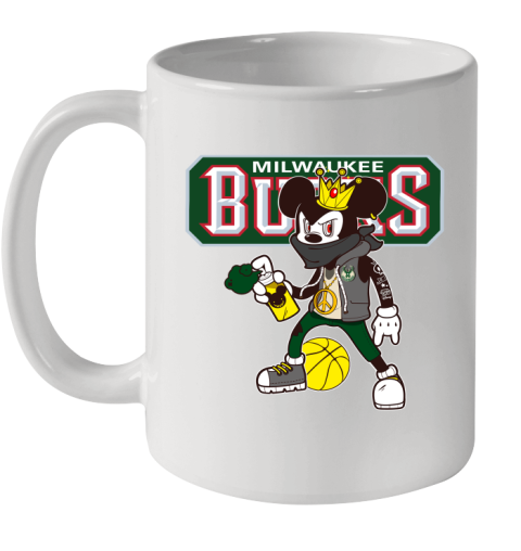 Milwaukee Bucks NBA Basketball Mickey Peace Sign Sports Ceramic Mug 11oz