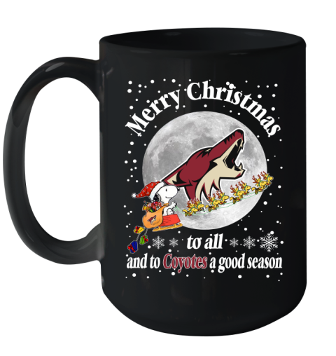 Arizona Coyotes Merry Christmas To All And To Coyotes A Good Season NHL Hockey Sports Ceramic Mug 15oz