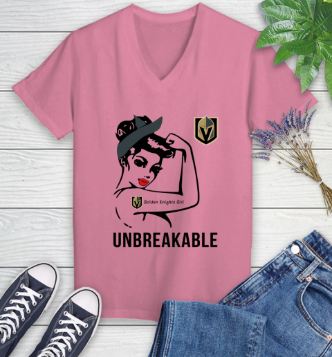 NHL Vegas Golden Knights Girl Unbreakable Hockey Sports Women's V-Neck T-Shirt 8