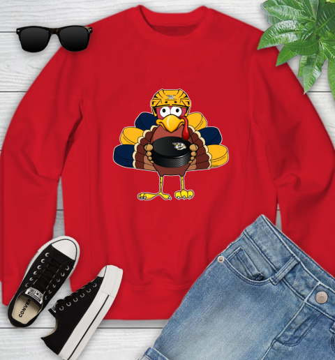 Nashville Predators Turkey Thanksgiving Day Youth Sweatshirt 9