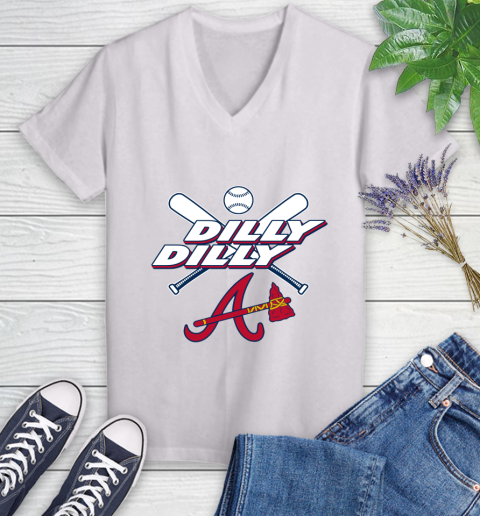 MLB Atlanta Braves Dilly Dilly Baseball Sports Women's V-Neck T-Shirt