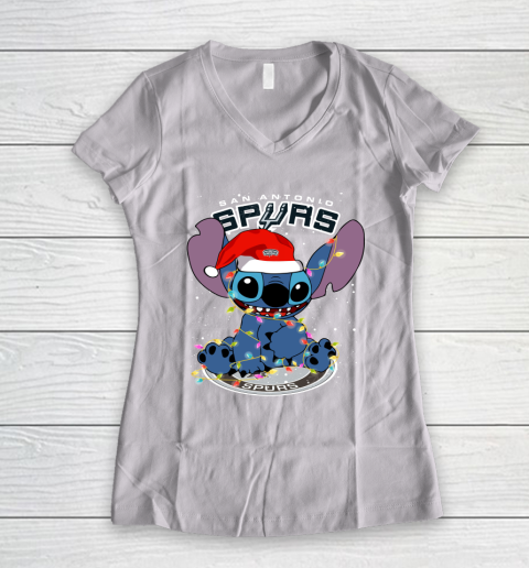 San Antonio Spurs NBA noel stitch Basketball Christmas Women's V-Neck T-Shirt